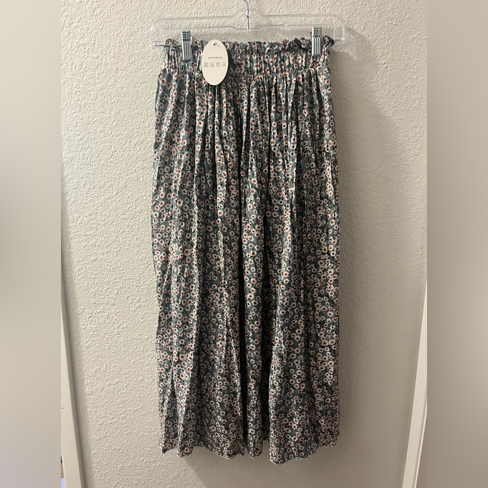 Floral Maxi Skirt - Black and White